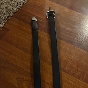 Black Leather Belt with Silver Buckle